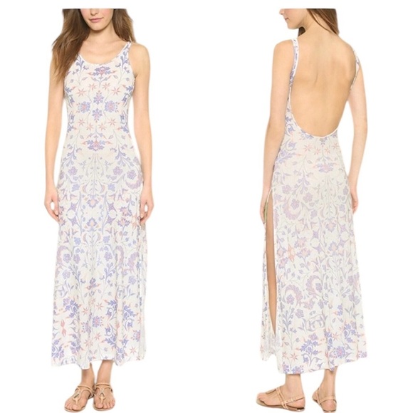 Wildfox Swim Dress Paisley Maldives Maxi Swim Cover Blue White Cotton Sz M - Picture 1 of 10